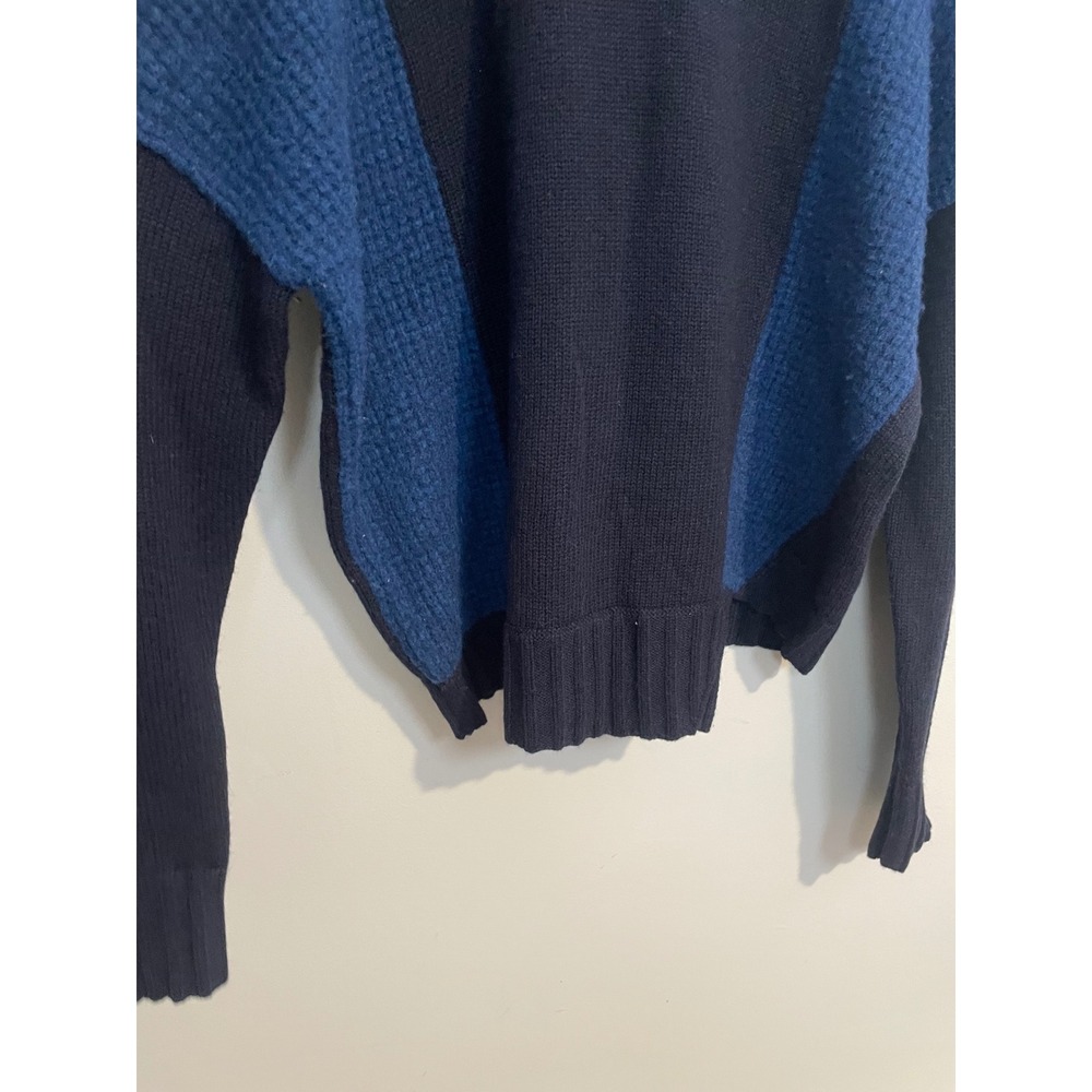 Duffy Blue Mixed Knit Wool Yak Cashmere Blend Sweater Size Large Quiet Luxury - Picture 4 of 9